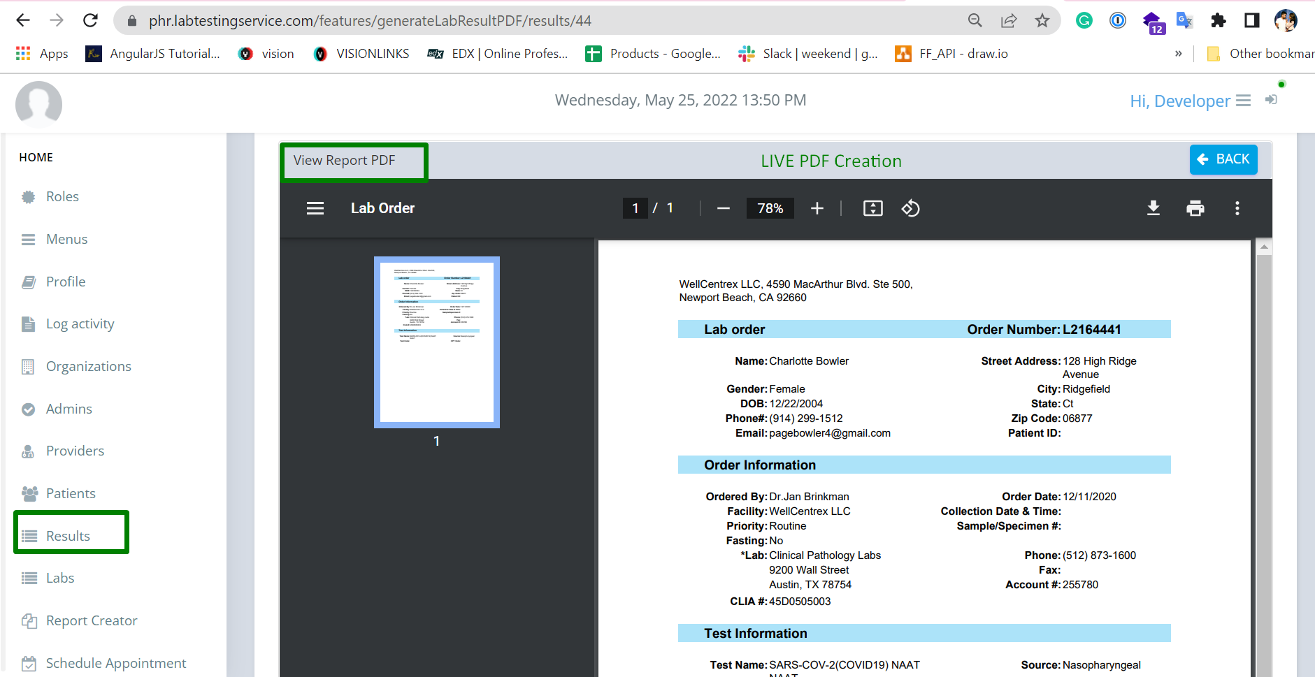 WellCentrex Patient Lab screenshot 6